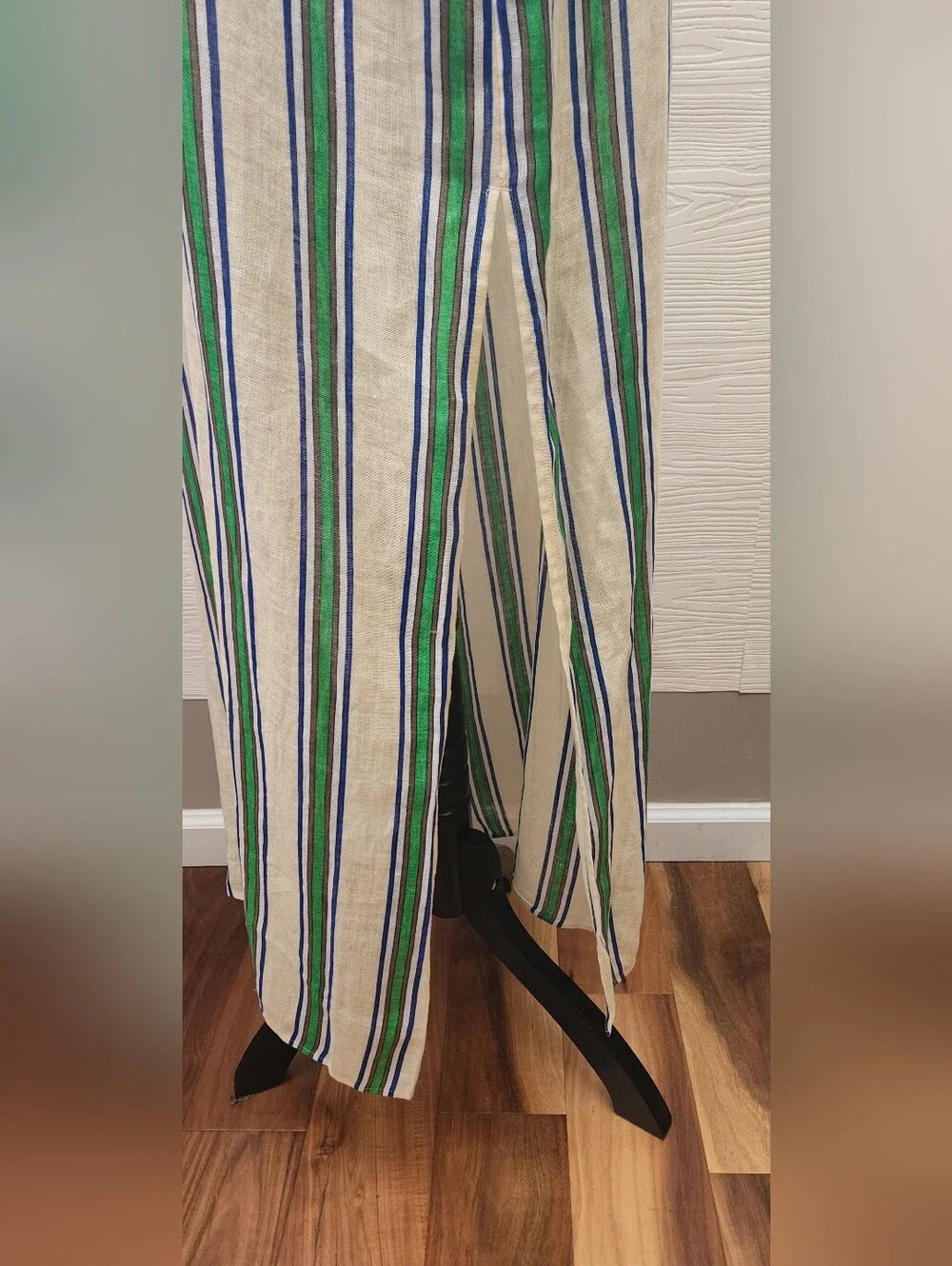 Tory Burch Grand Awning Stripe Linen Caftan Dress Coverup Size L NWT Retail $498